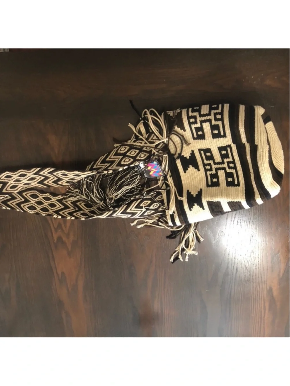 WAYUU Colombian Tribe Black Cream Woven Hobo Bag NWT SARAI WAYUU cross body XL